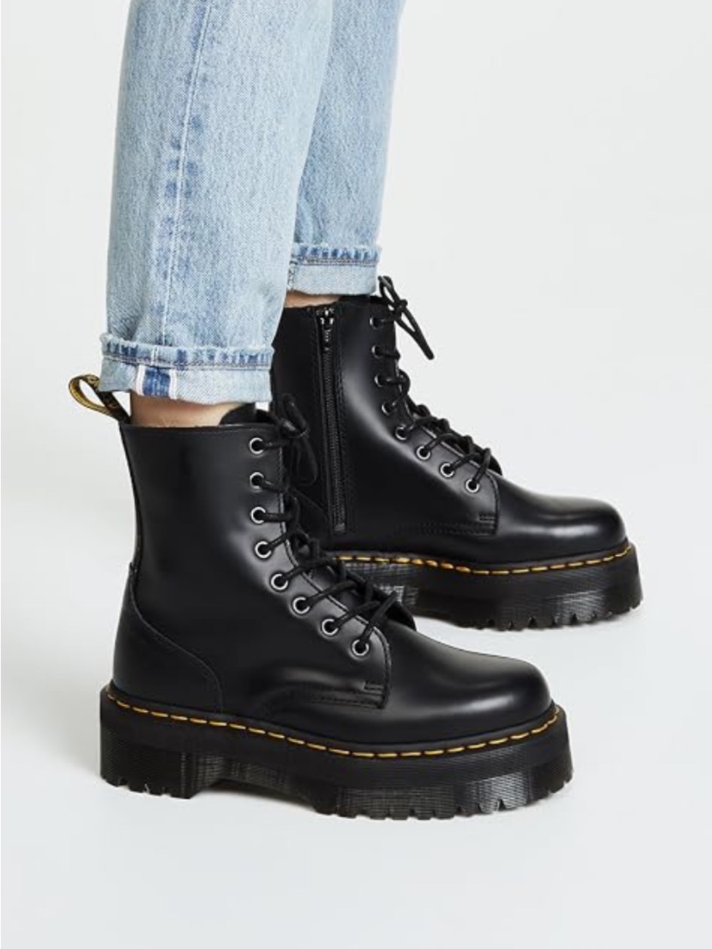 Dr.Martens Jadon Black Leather Lace-Up Platform  Boots